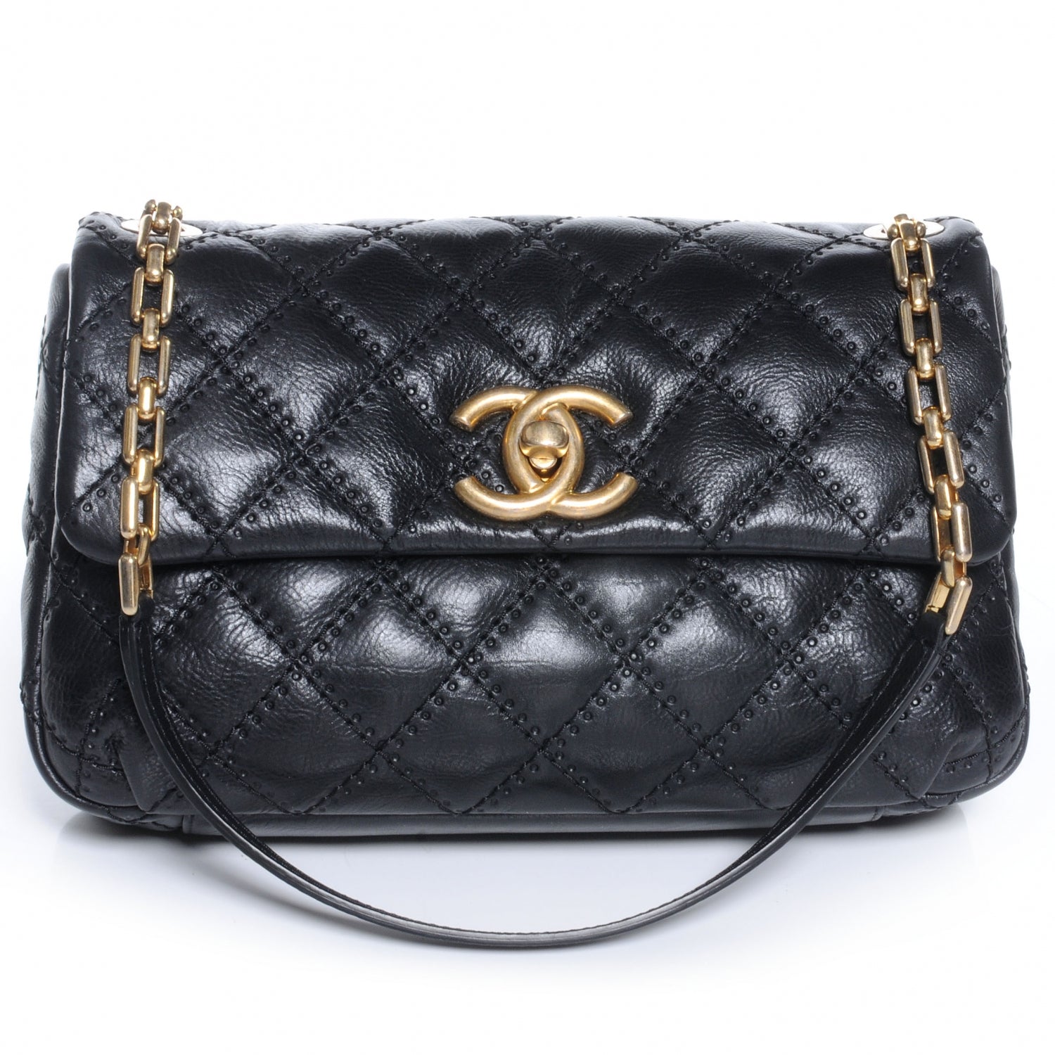 Chanel Calfskin Quilted Retro Chain Flap Black 1 of 8
