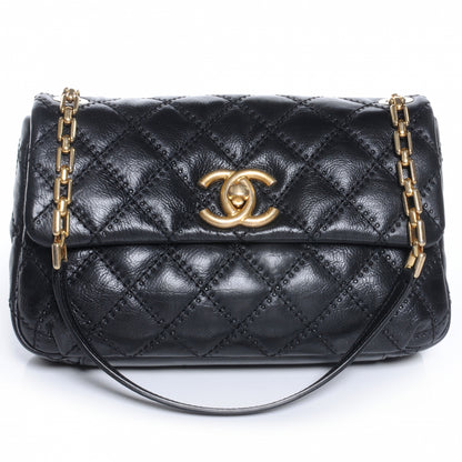 Chanel Calfskin Quilted Retro Chain Flap Black 1 of 8