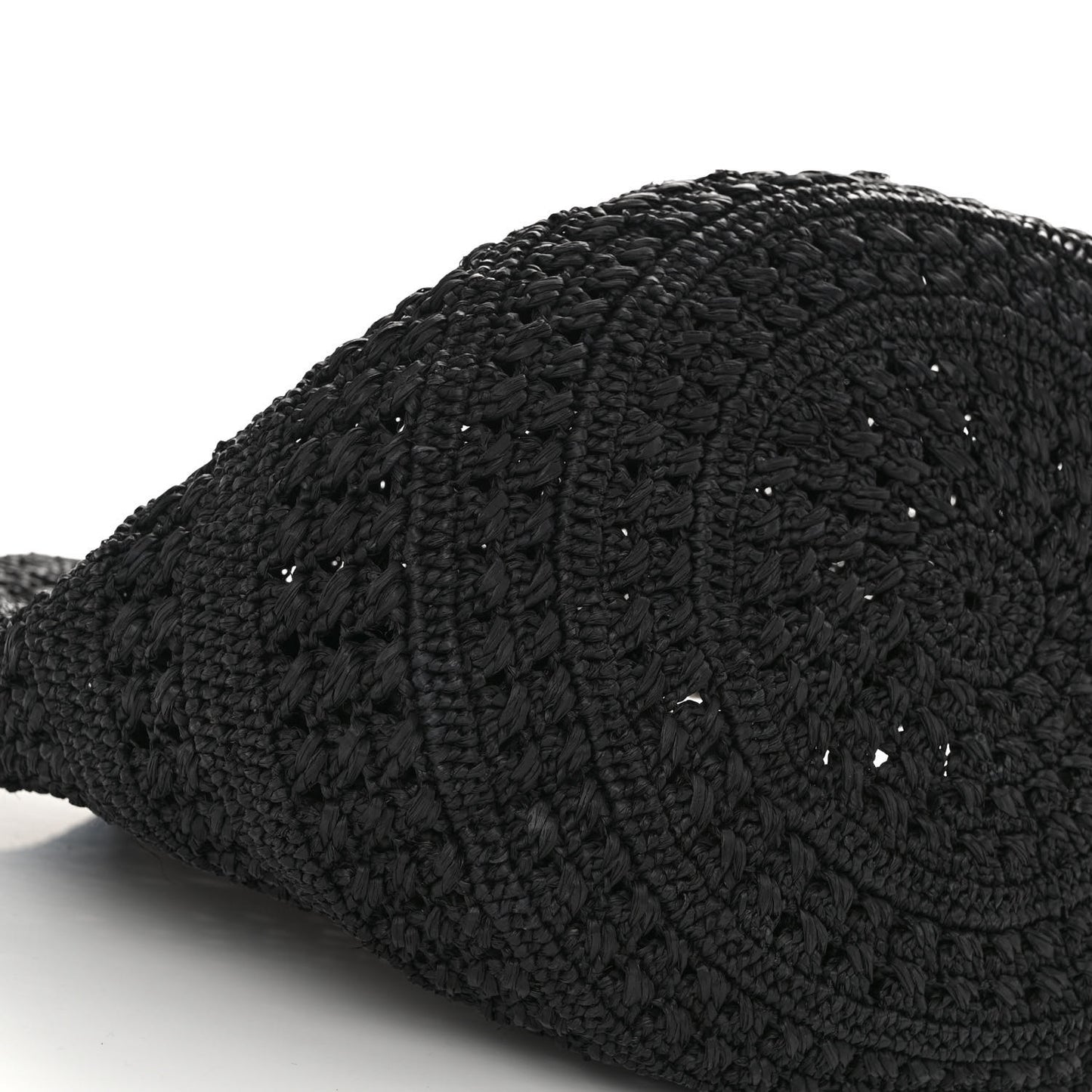 Raffia Calfskin Medium Panier Tote Black