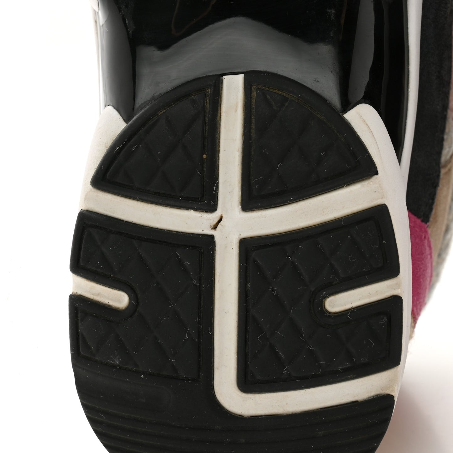 Fabric Suede Calfskin CC Sneakers 36.5 Pink Beige Multicolor