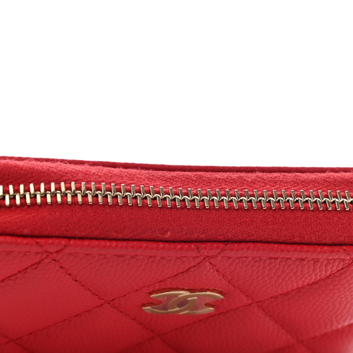 Caviar Quilted Zip Coin Purse Red
