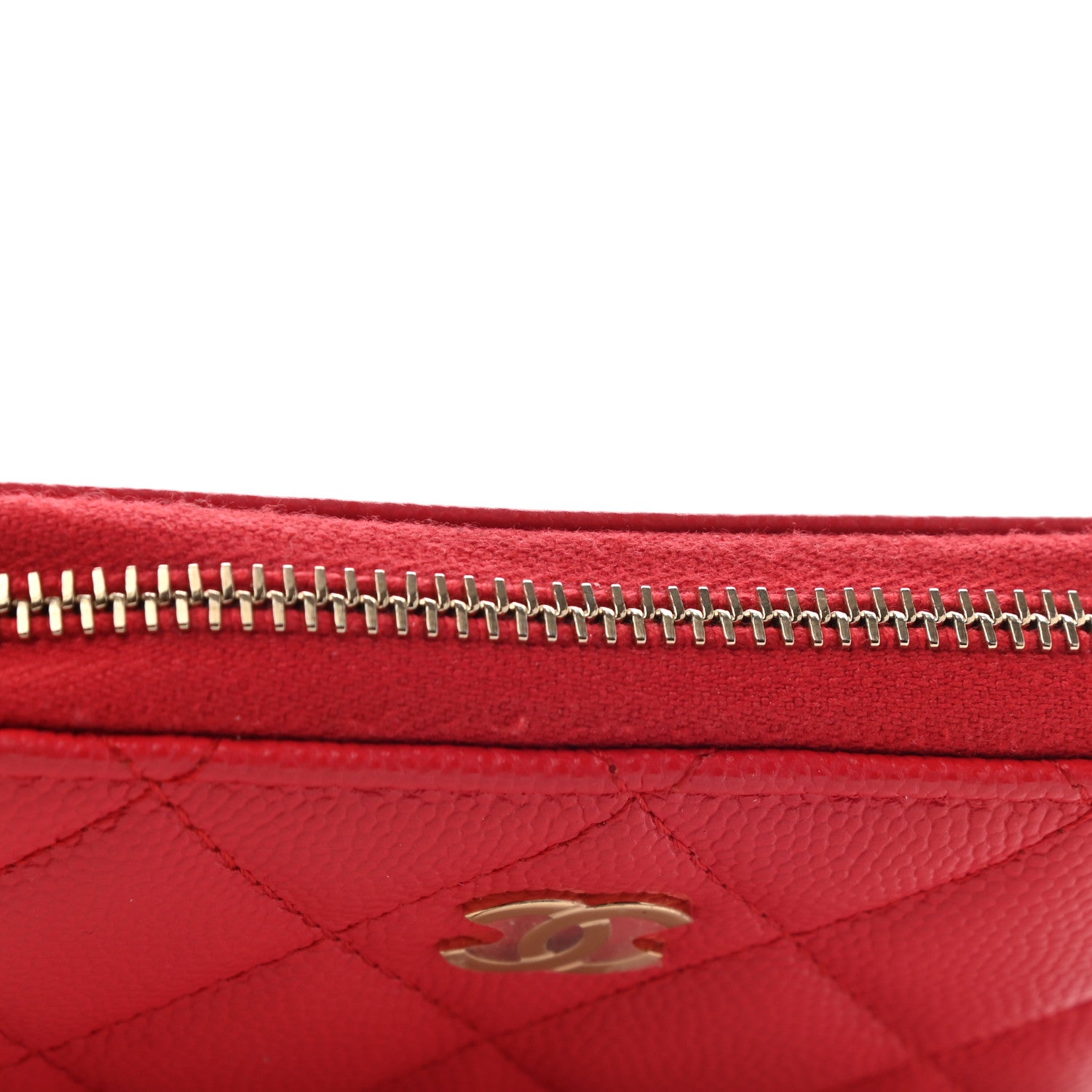 Chanel Caviar Quilted Zip Coin Purse Red 8 of 9
