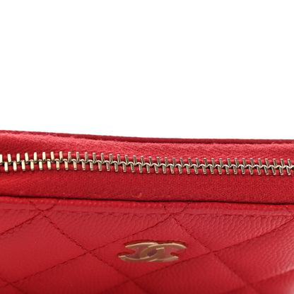 Chanel Caviar Quilted Zip Coin Purse Red 8 of 9