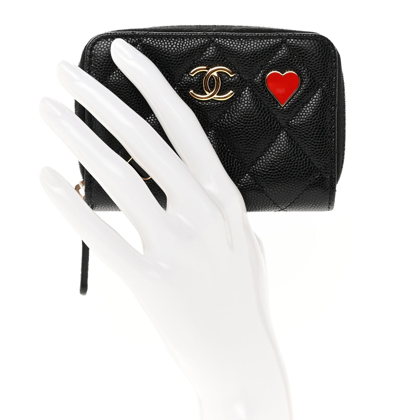 Caviar Enamel Coco Casino Quilted Zip Coin Purse Black