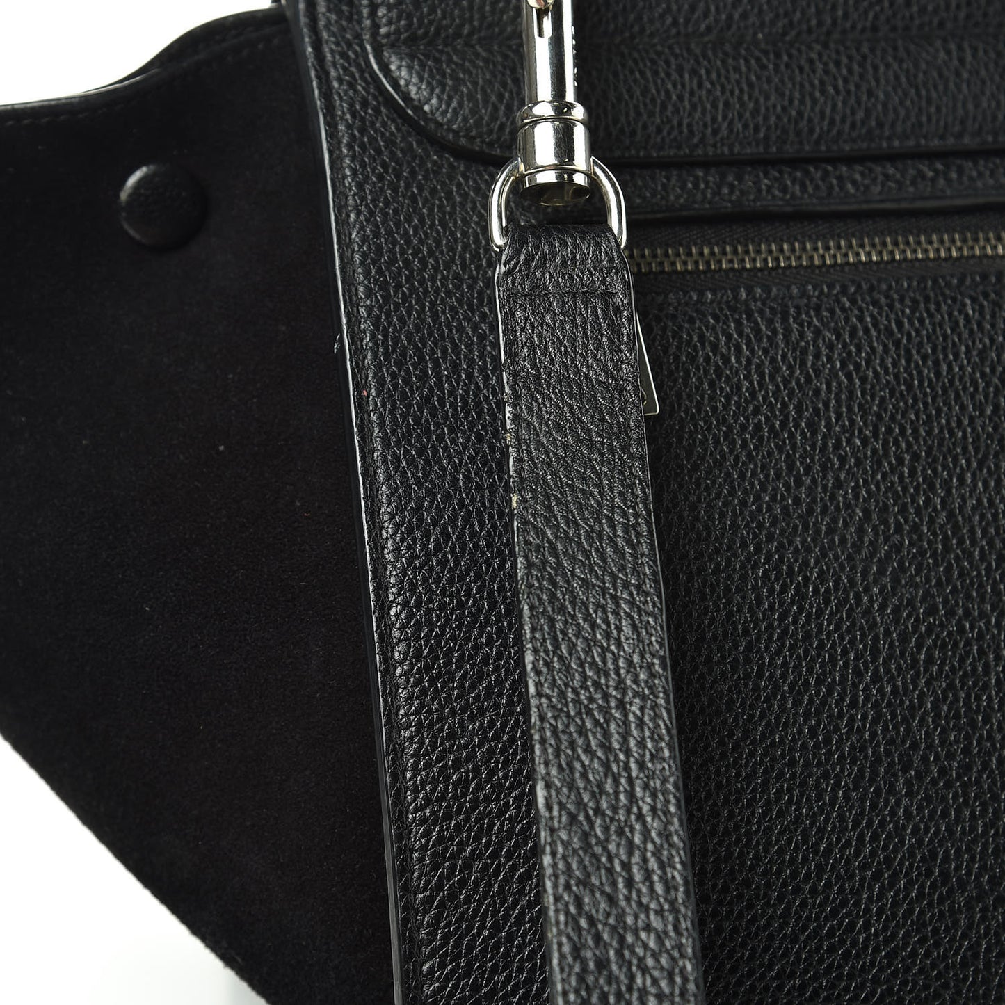 Drummed Calfskin Suede Small Trapeze Black