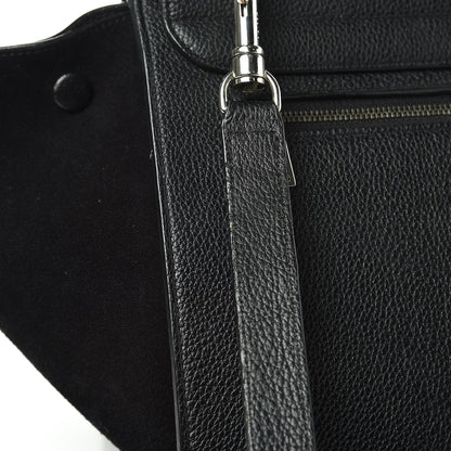 Celine Drummed Calfskin Suede Small Trapeze Black 12 of 13