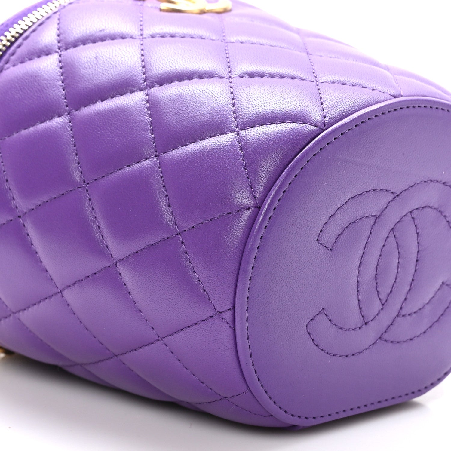 Chanel Lambskin Quilted Afternoon Tea Top Handle Vanity With Chain Purple 9 of 10