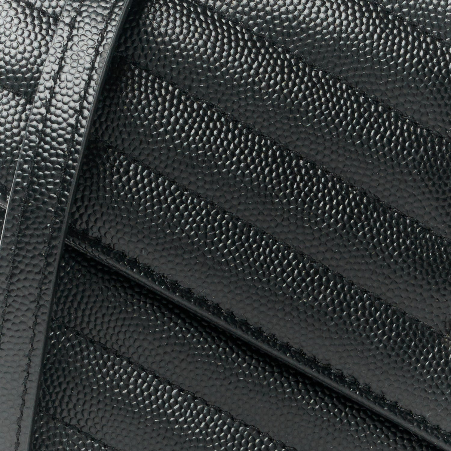 Saint Laurent Grain De Poudre Matelasse Chevron Monogram Envelope Chain Wallet Black 8 of 11