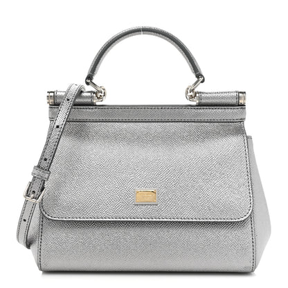 Dolce & Gabbana Metallic Dauphine Mini Miss Sicily Satchel Argento 1 of 11