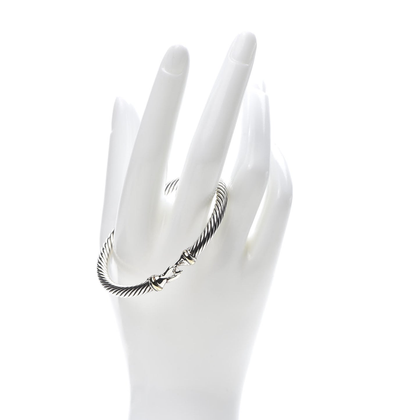 Sterling Silver 18K Yellow Gold 5mm Cable Classic Buckle Bracelet