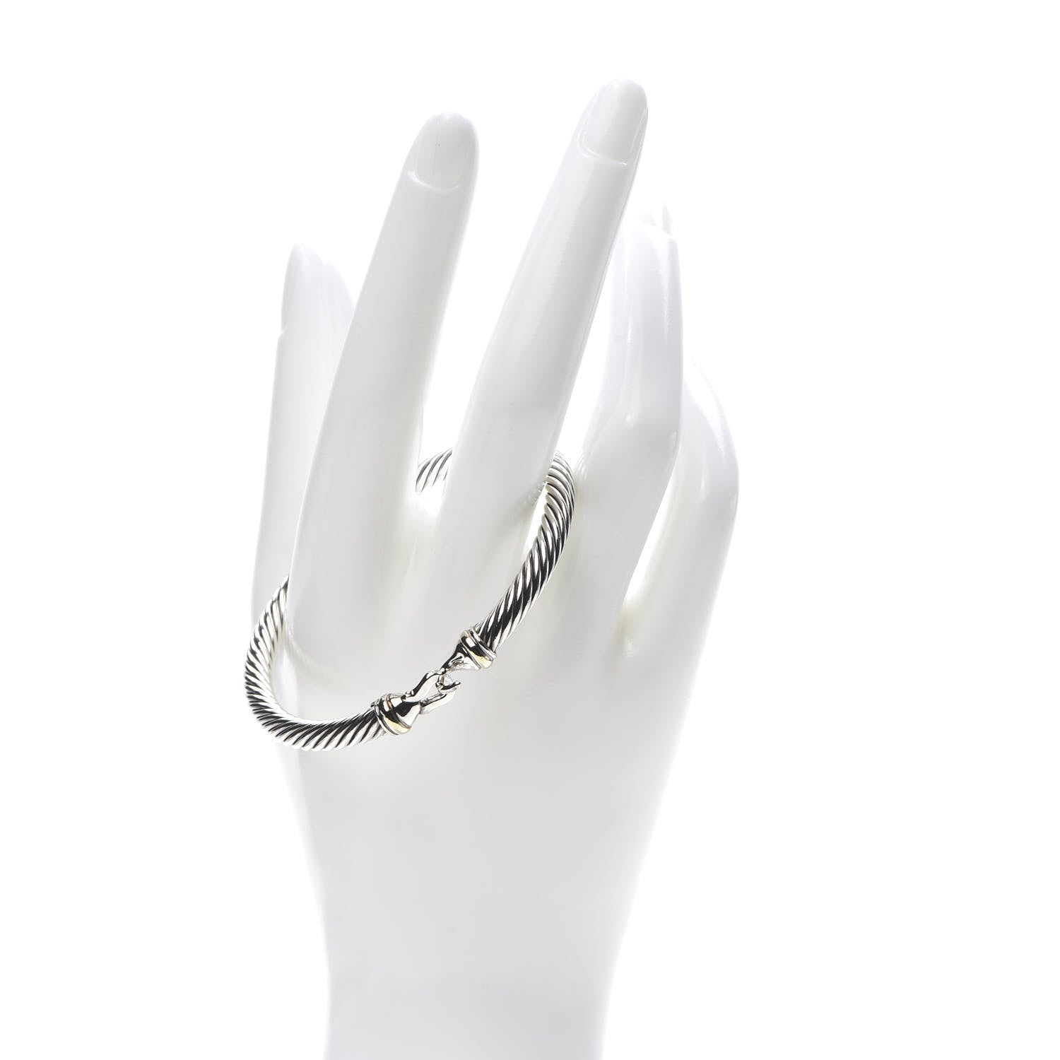 David Yurman Sterling Silver 18K Yellow Gold 5mm Cable Classic Buckle Bracelet 2 of 4