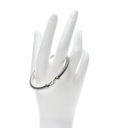David Yurman Sterling Silver 18K Yellow Gold 5mm Cable Classic Buckle Bracelet 2 of 4