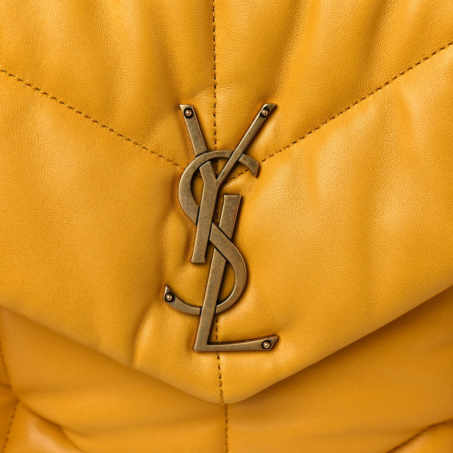 Saint Laurent Lambskin Quilted Medium Loulou Puffer Monogram Chain Satchel Saffran 11 of 11