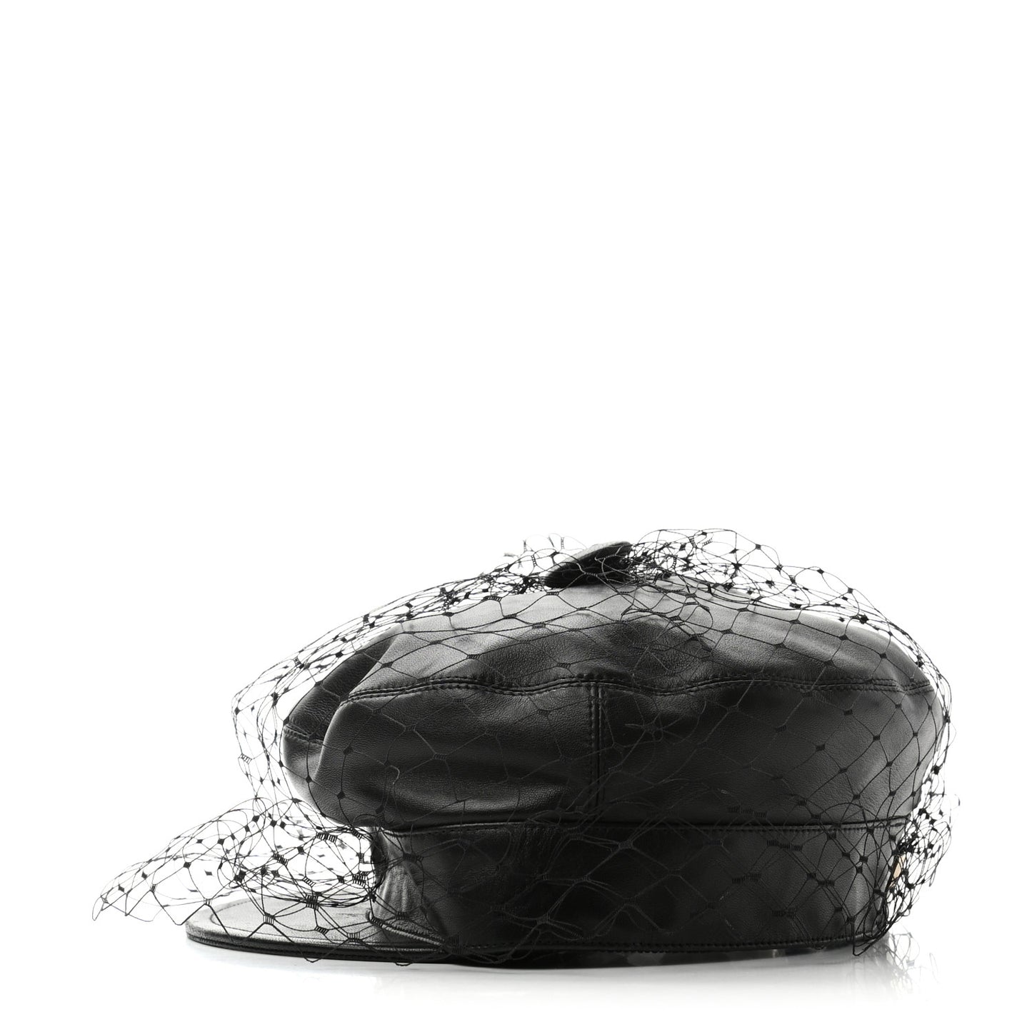 Lambskin Arty Cap with Veil 58 Black