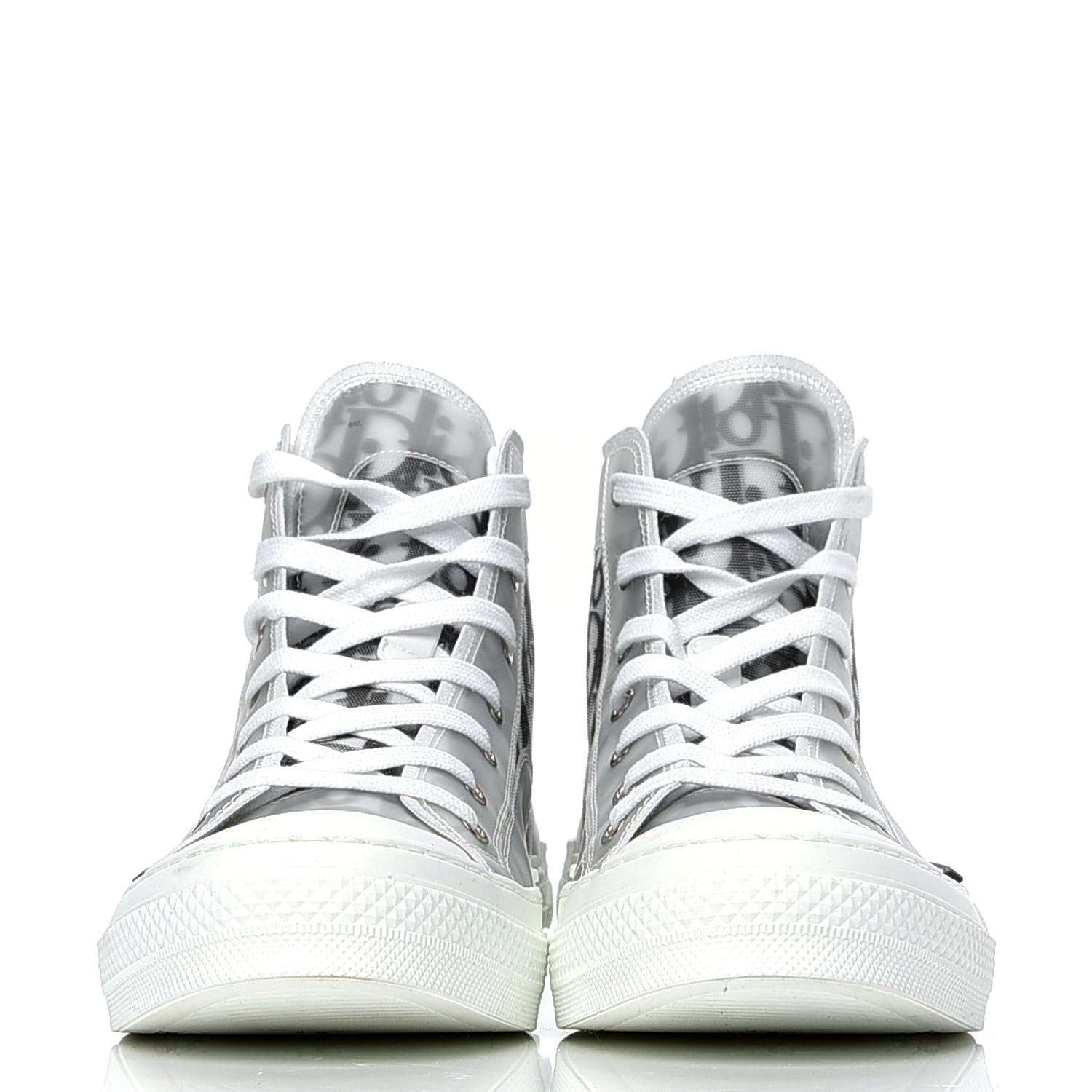 Christian Dior Technical Canvas Oblique Mens B23 High Top Sneakers 42 White Black 2 of 5
