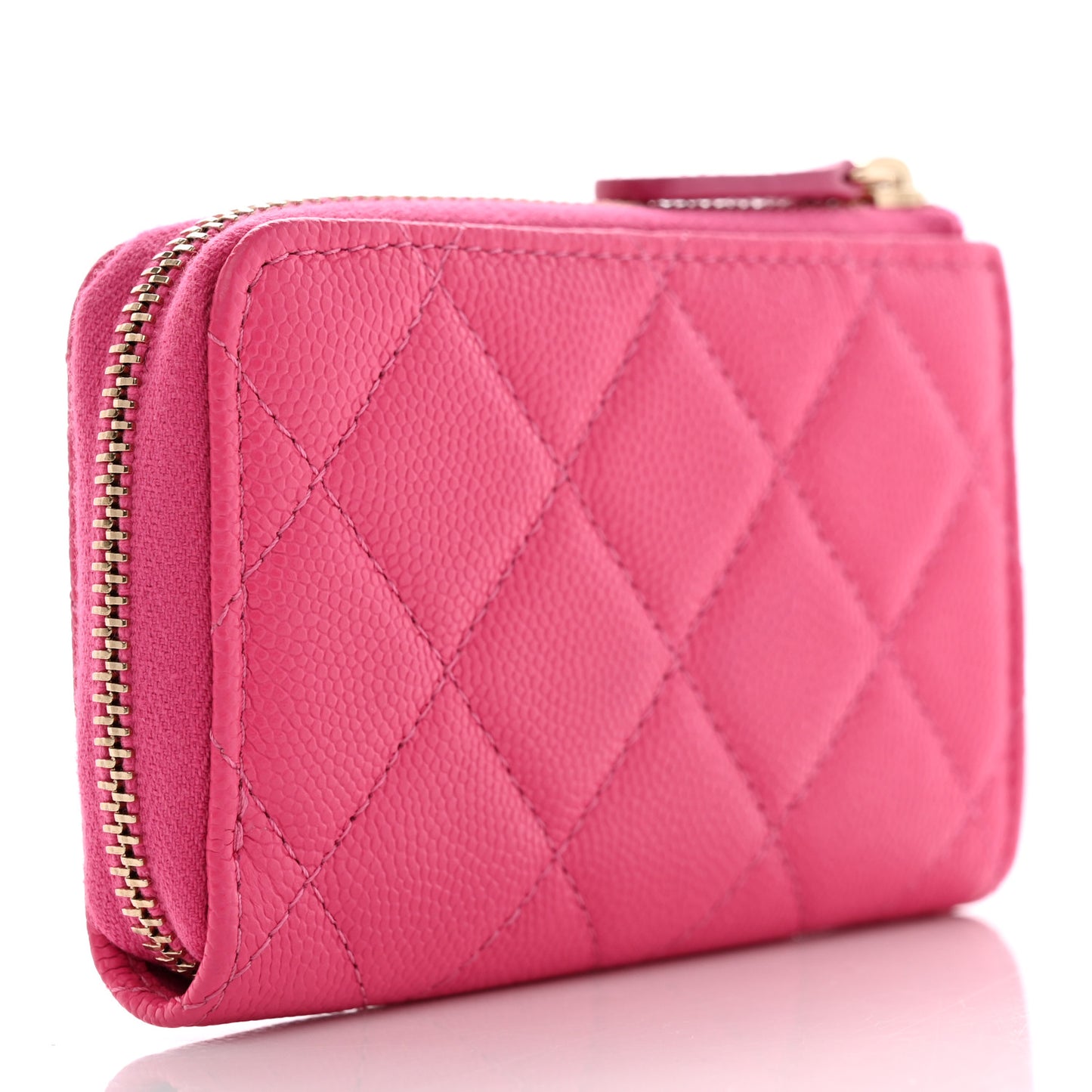 Caviar Quilted Zipped Key Holder Case Pink