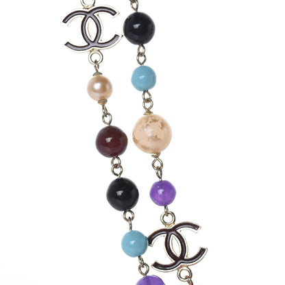 Chanel Pearl Beaded CC Long Necklace Gold Multicolor 5 of 9