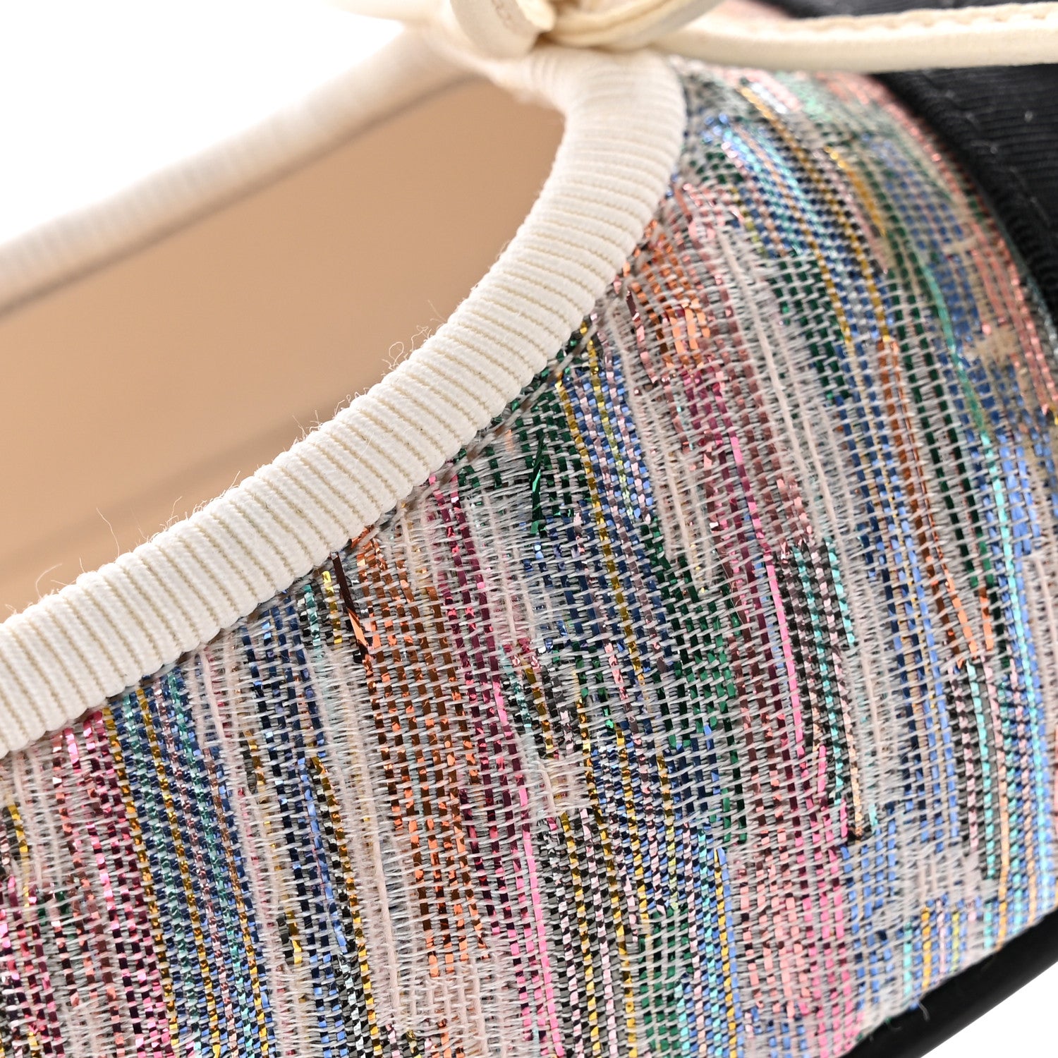 Chanel Tweed Grosgrain Cap Toe Ballerina Flats 36 Iridescent Multicolor 11 of 18