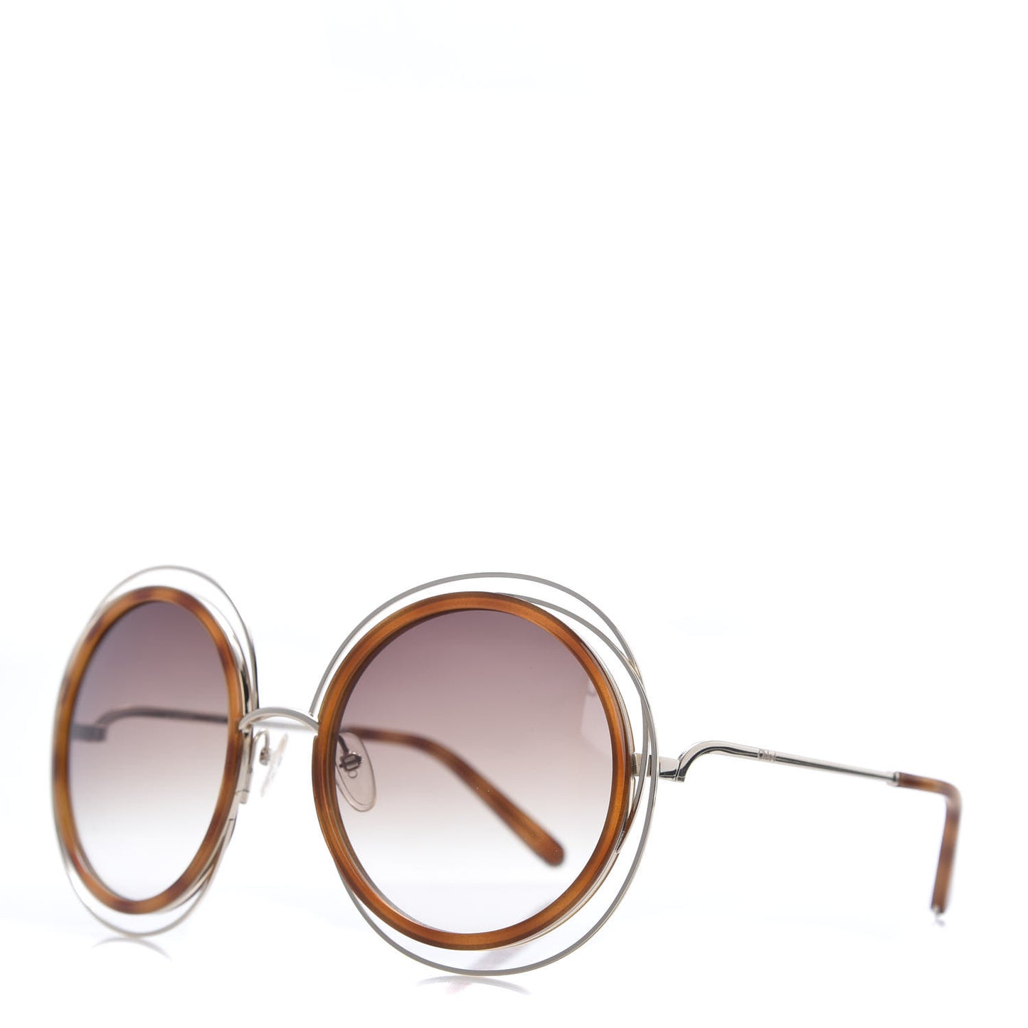 Metal Acetate Oversized Round Carlina Sunglasses CE120S Gold Blonde Havana