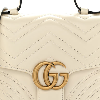 Gucci Calfskin Matelasse Small GG Marmont Top Handle Shoulder Bag White 8 of 10