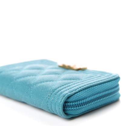 Chanel Caviar Quilted Boy Zip Around Coin Purse Wallet Turquoise 9 of 10