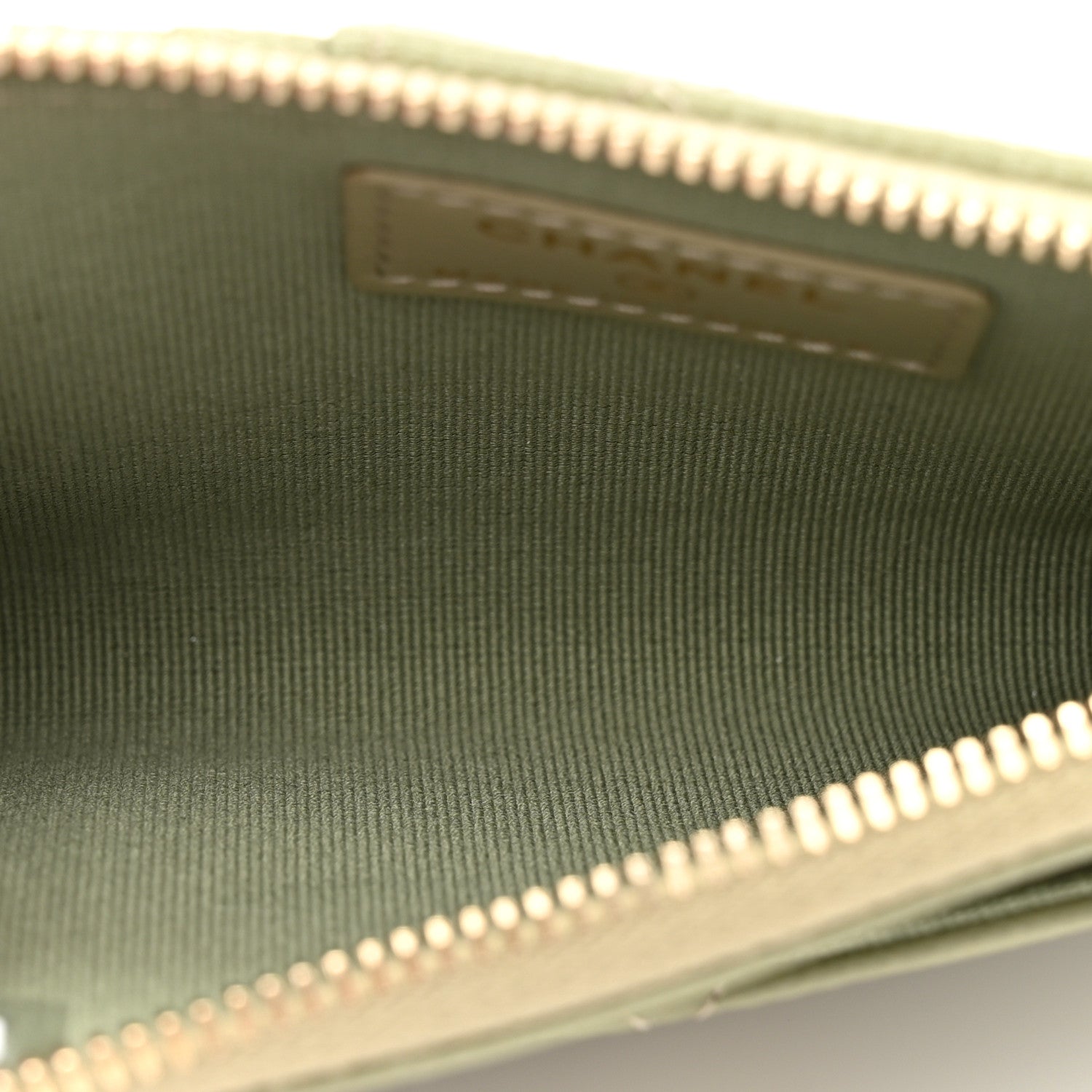 Chanel Caviar Quilted CC Zip Around Card Holder Khaki 5 of 8