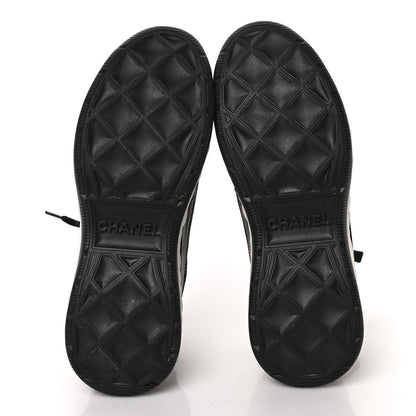 Chanel Velvet Calfskin Mixed Fibers CC Sneakers 38.5 Black 5 of 9