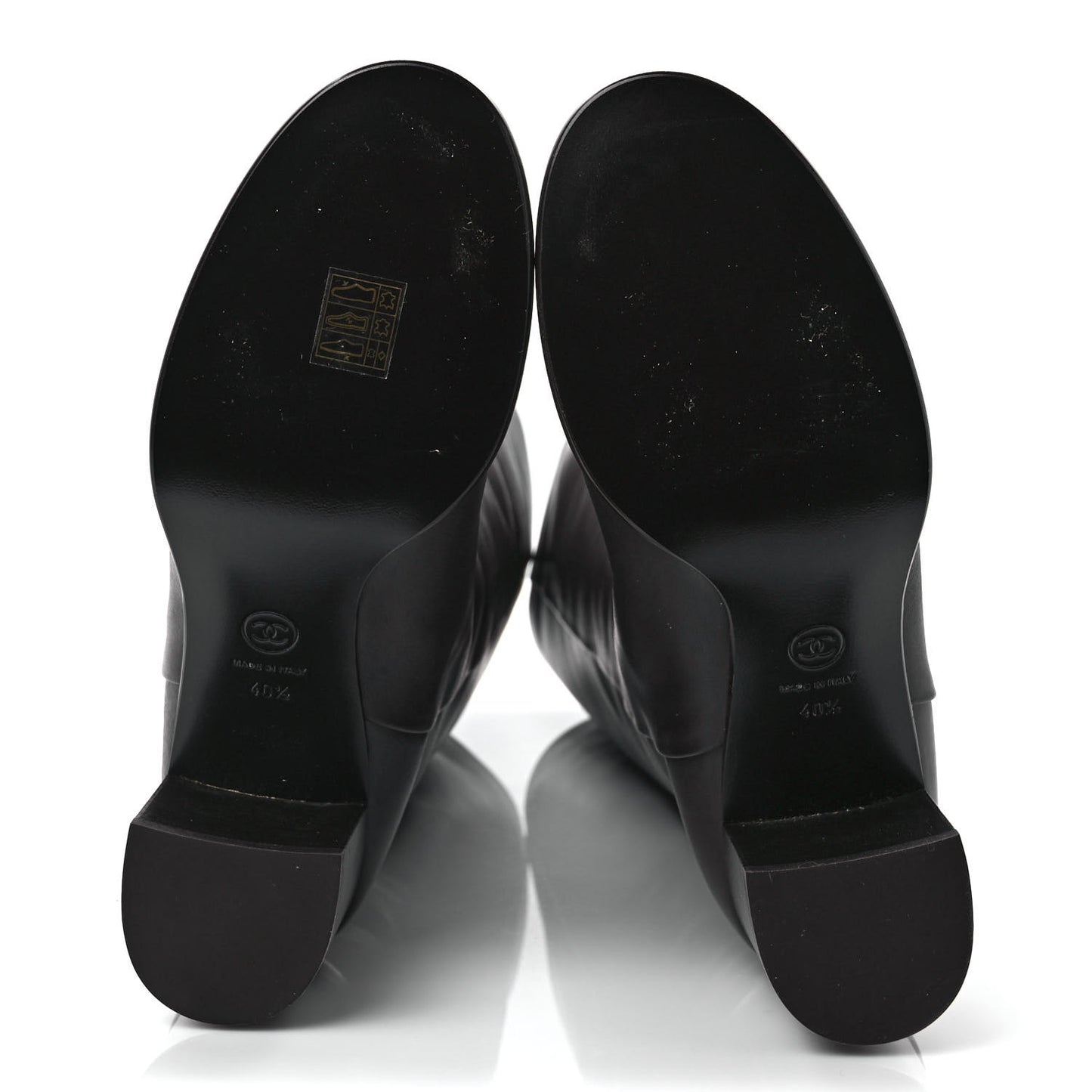 Calfskin CC High Boots 40.5 Brown