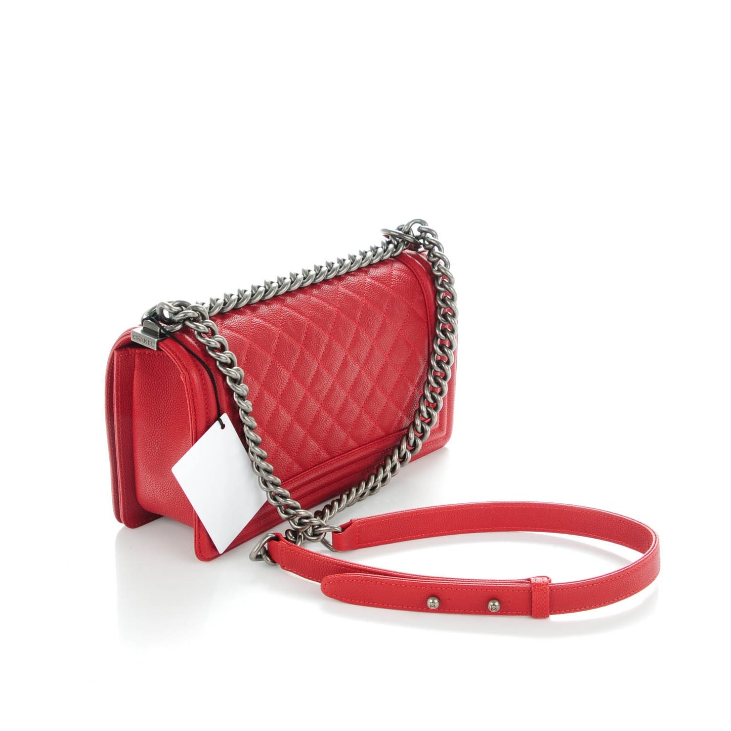 Caviar Quilted Medium Boy Flap Red