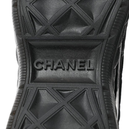 Chanel Suede Calfskin Mixed Fibers CC Sneakers 38.5 Black 8 of 9