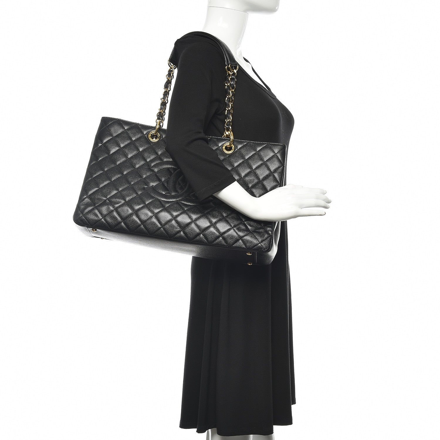 Chanel Caviar Quilted XL Grand Shopping Tote GST Black 2 of 11