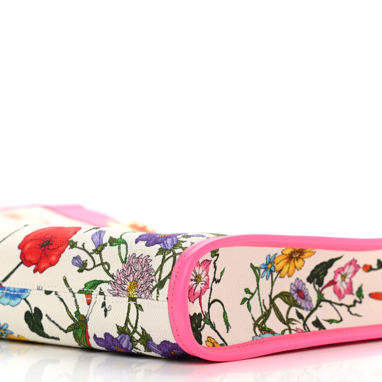 Canvas Flora Large Rajah Chain Tote White Multicolor Fuxia Fluo