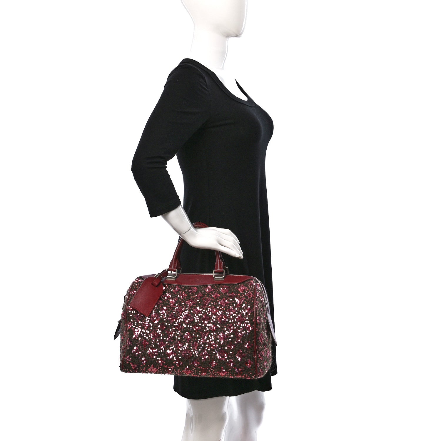 Louis Vuitton Sequin Monogram Sunshine Express Speedy Burgundy 2 of 15