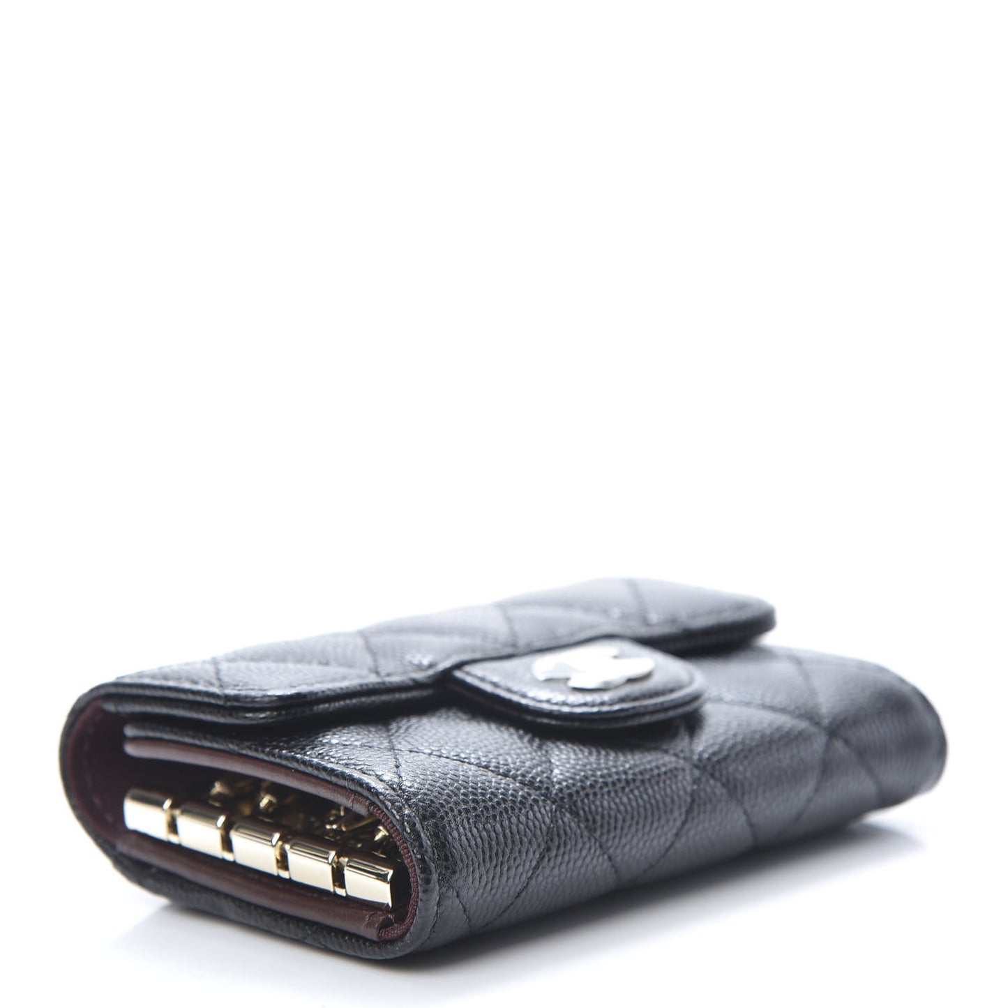 Caviar Quilted Classic 4 Key Holder Wallet Black