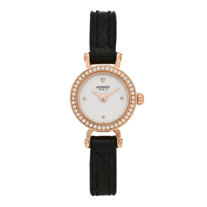 Hermes 18K Yellow Gold Barenia Diamond 16mm Faubourg Quartz Watch Noir Noir 1 of 5