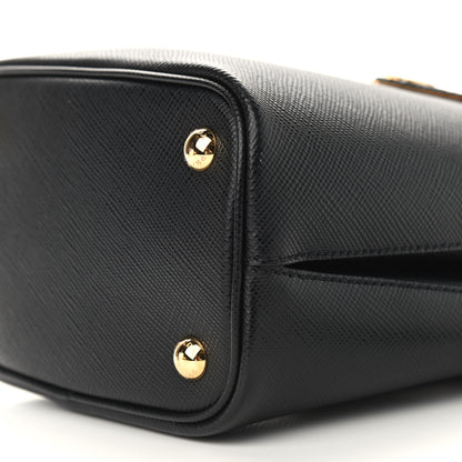 Prada Saffiano Cuir Small Panier Bucket Bag Black Fuoco 10 of 10