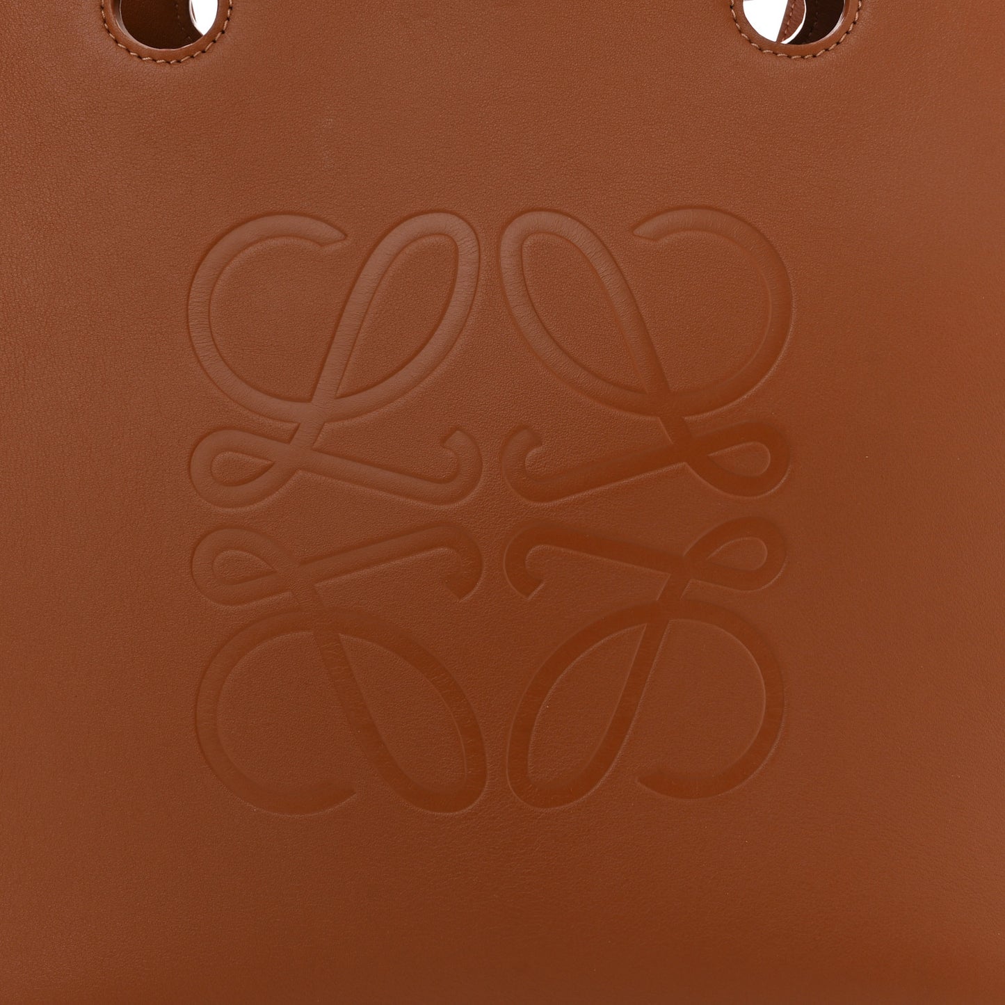 Smooth Calfskin Small Anagram Tote Tan