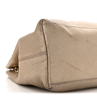 Gucci Metallic Pebbled Calfskin Medium Soho Chain Shoulder Bag Golden Beige 9 of 15