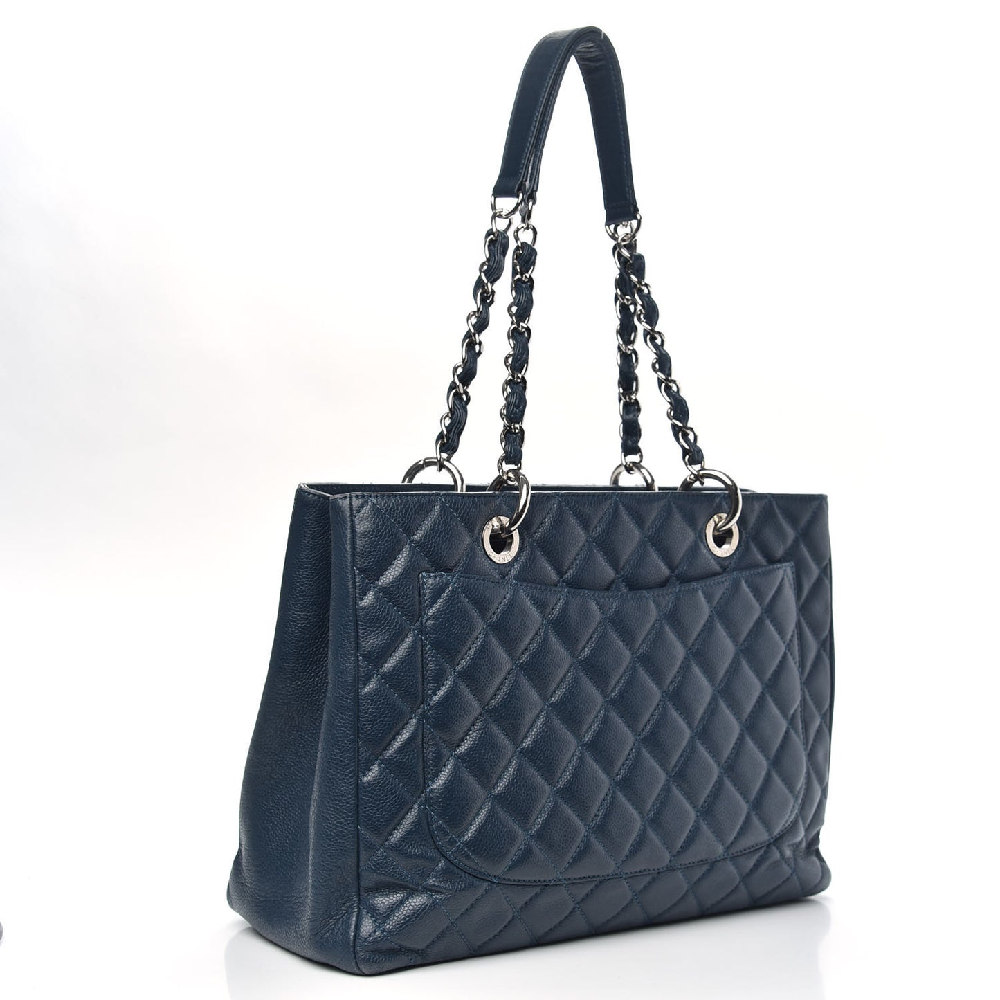 Caviar Quilted Grand Shopping Tote GST Dark Blue