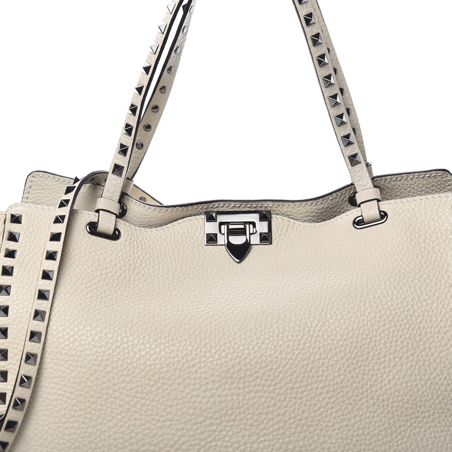 Alce Printed Calfskin Medium Rockstud Tote Light Ivory