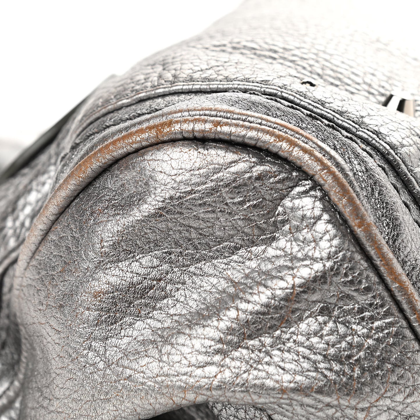 Metallic Calfskin Medium Paddington Satchel Silver