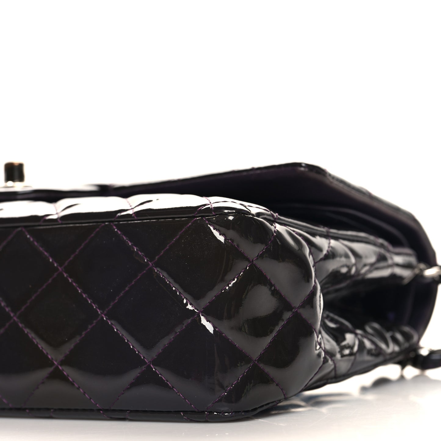 Patent Quilted Medium Double Flap Purple
