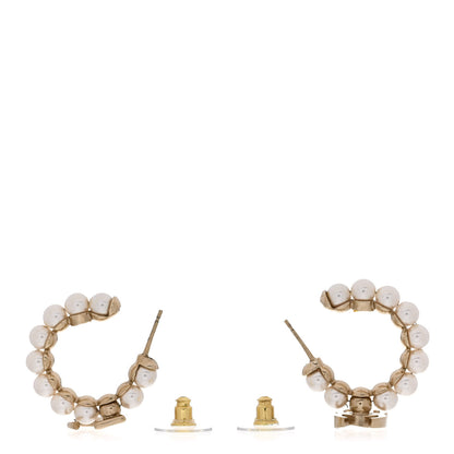Chanel Crystal Pearl CC No 5 Hoop Earring Gold 3 of 5