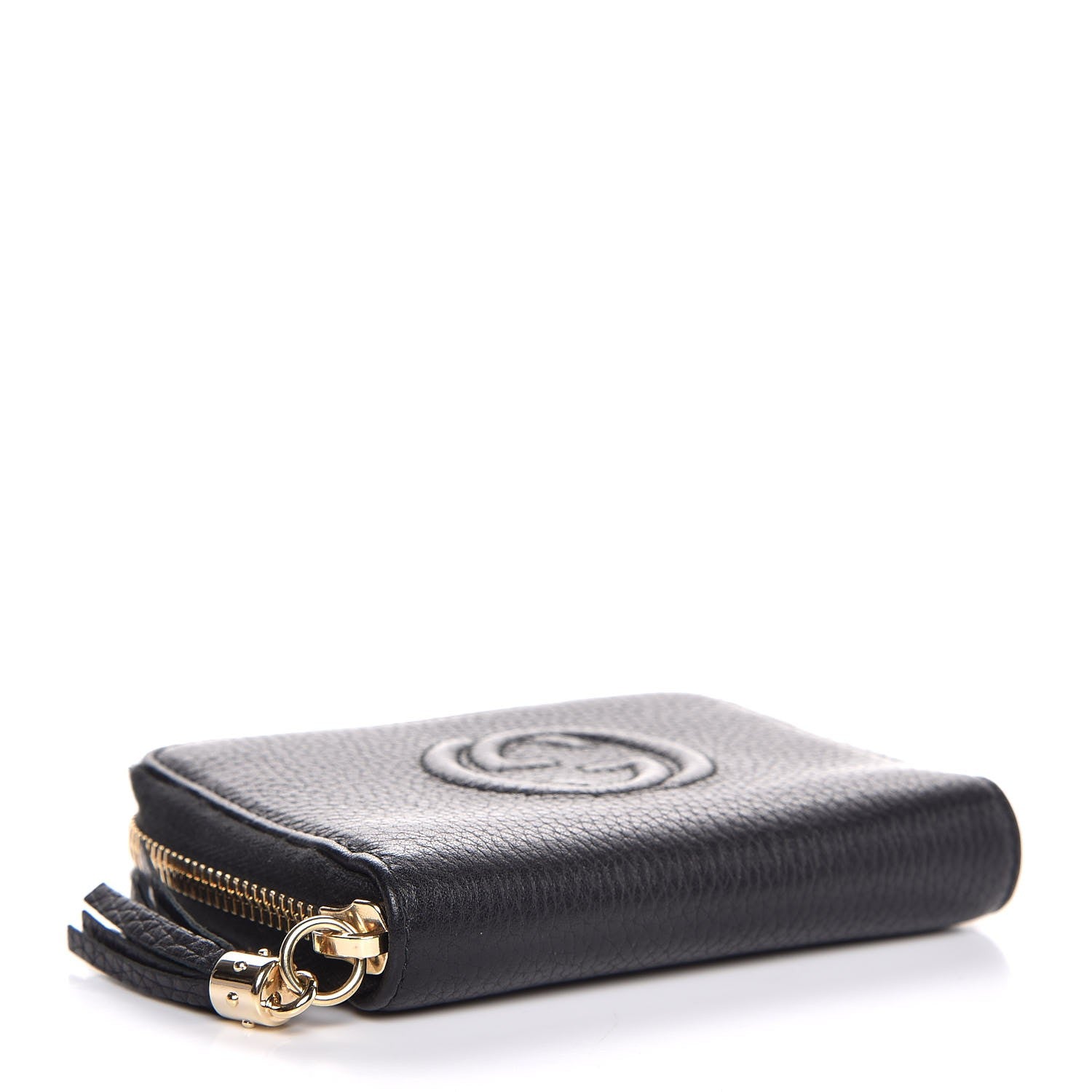 Gucci Pebbled Calfskin Soho Compact Disco Zip Around Wallet Black 4 of 8