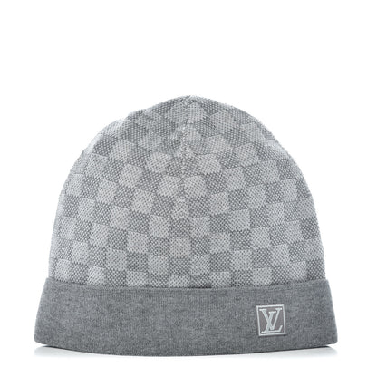 Louis Vuitton Wool Bonnet Petit Damier Beanie Hat Grey 1 of 7