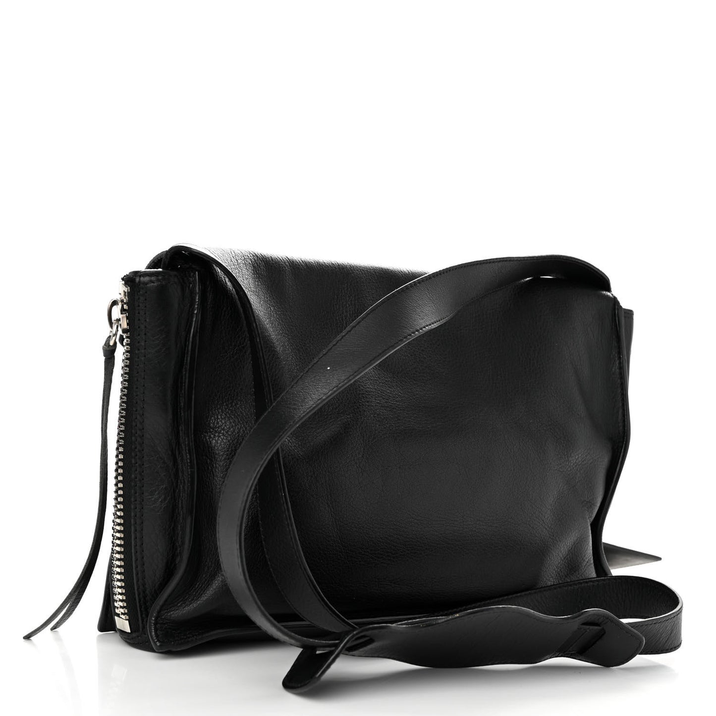 Calfskin Papier Sight Shoulder Bag Black