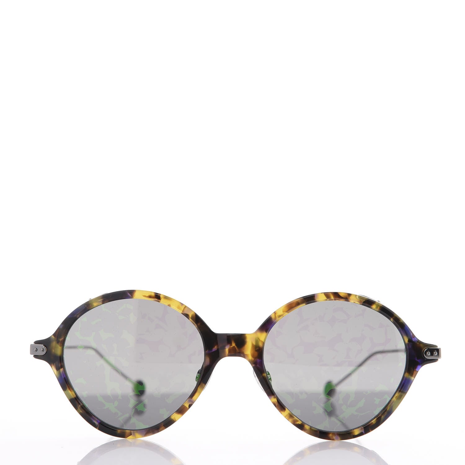 Christian Dior Acetate Leaf Print Umbrage Round Sunglasses Green Foliage 2 of 8