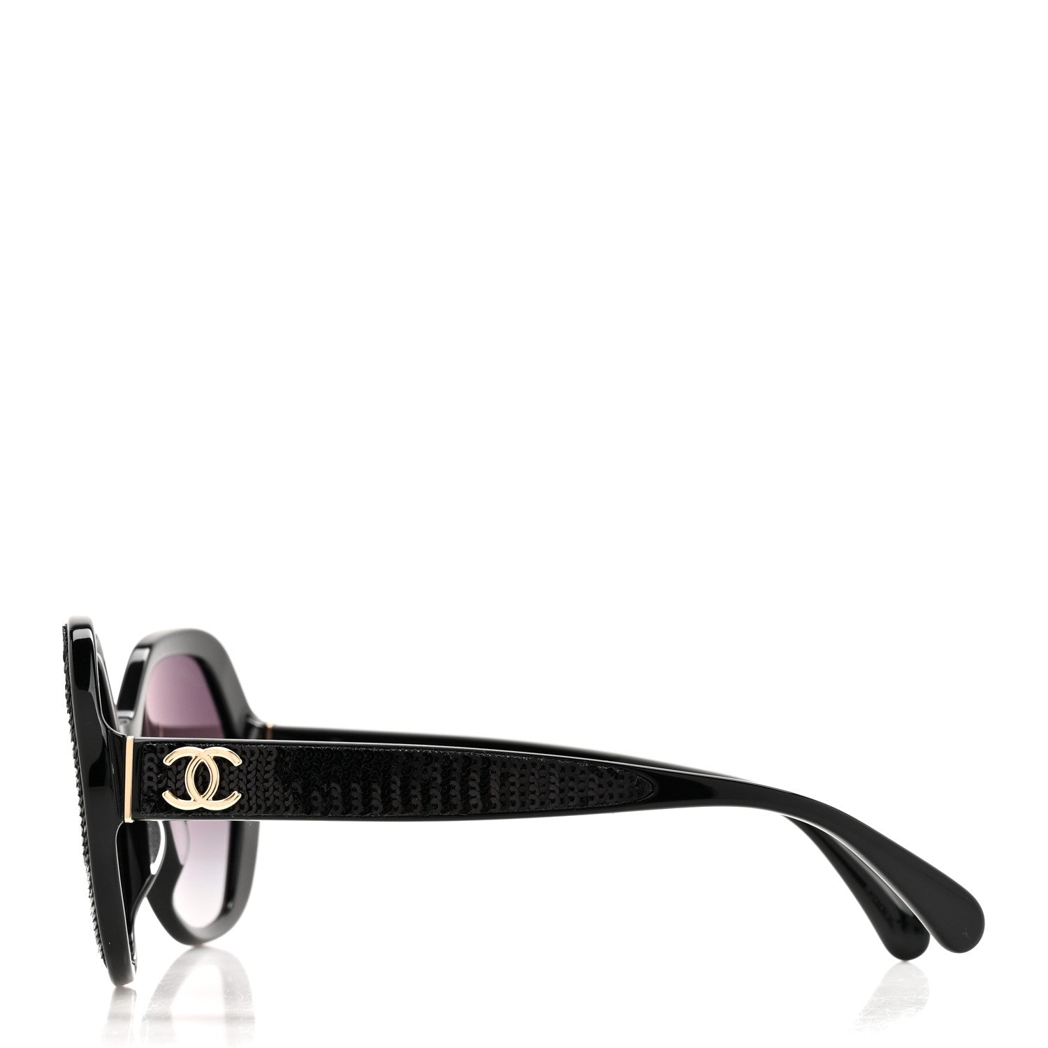 Chanel Acetate Sequin Round Sunglasses 5451-A Black 3 of 8