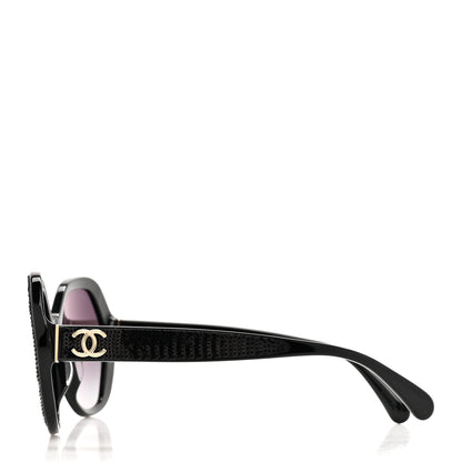 Chanel Acetate Sequin Round Sunglasses 5451-A Black 3 of 8