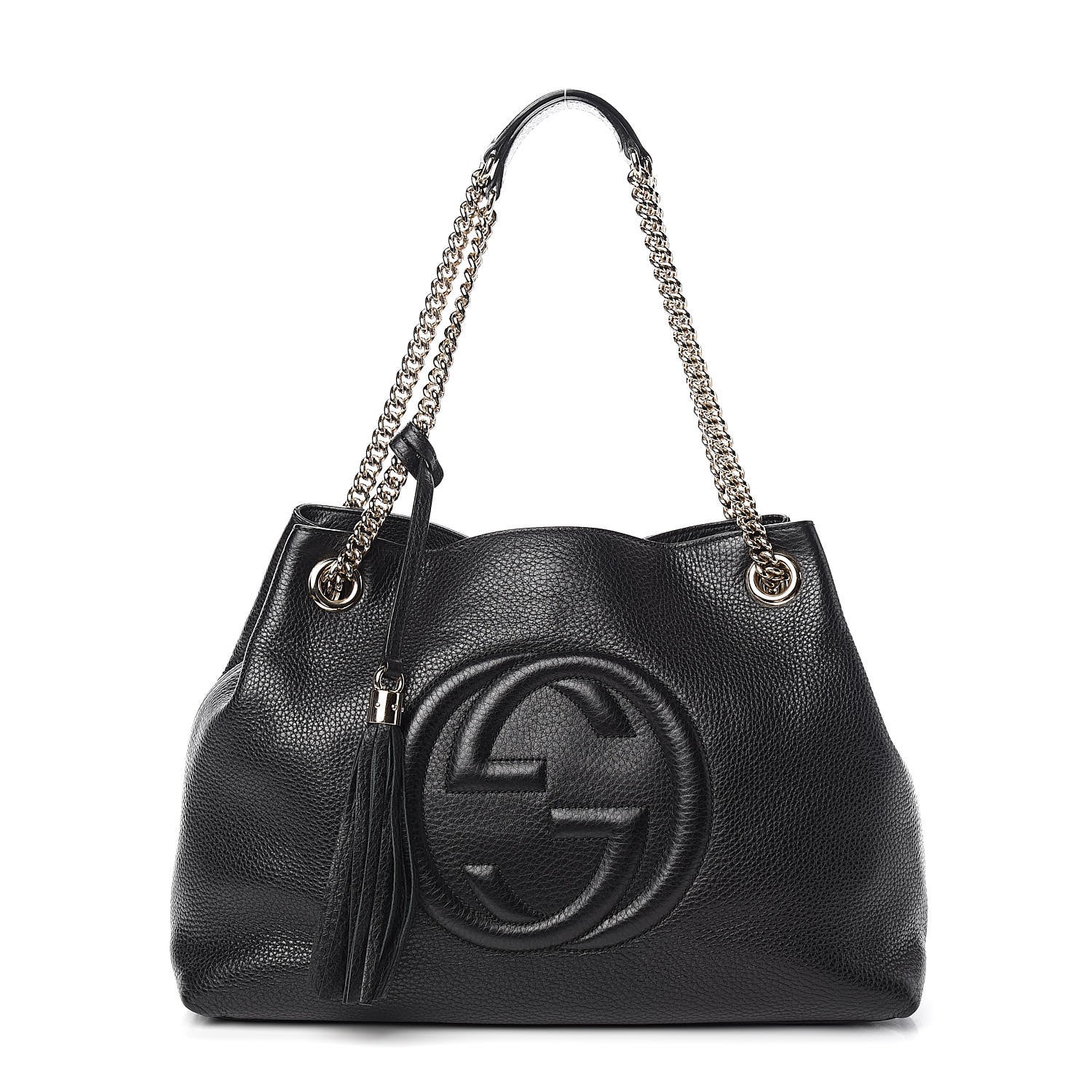 Gucci Pebbled Calfskin Medium Soho Chain Shoulder Bag Black 1 of 10